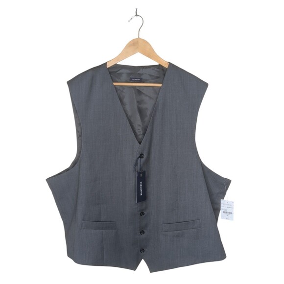 NWT Stafford Executive Big & Tall Men's 3X Grey Button Up Vest - Picture 1 of 8